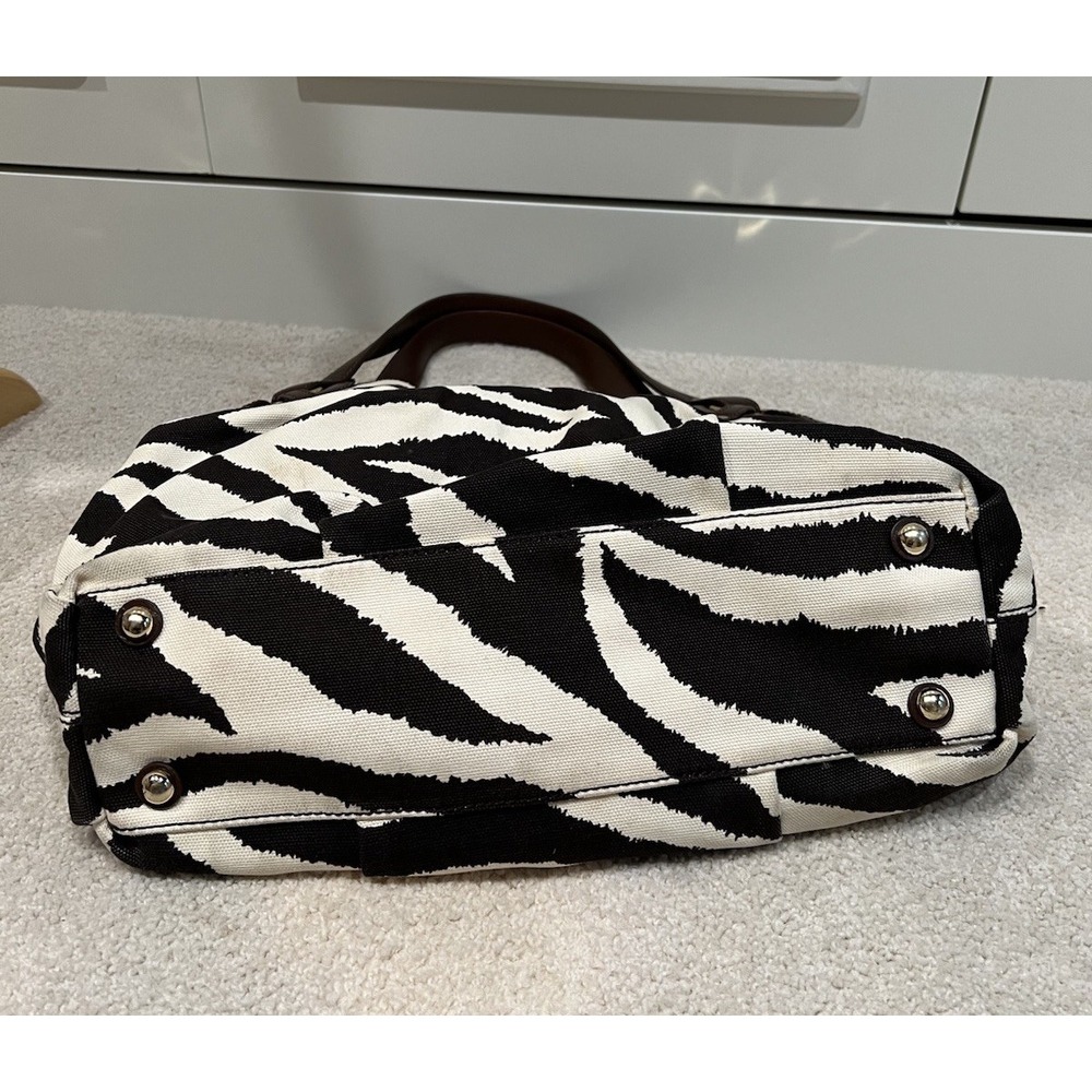 Michael Kors Zebra Print Large Canvas & Leather Shoulder Bag Designer Handbag‎ - Picture 9 of 15